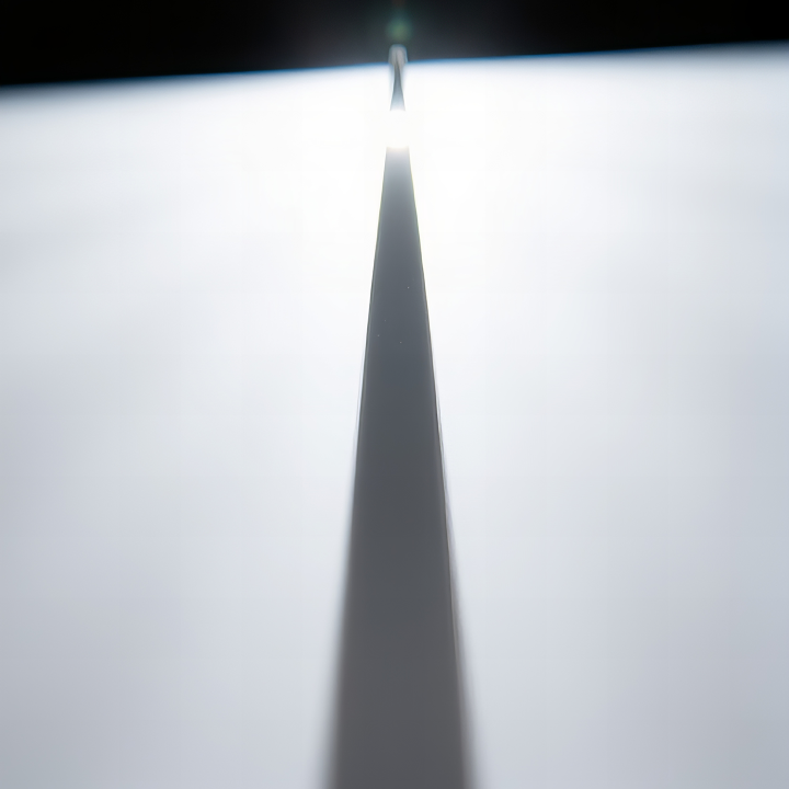 Minimal light beam on white background representing Forecee’s 2026 vision to expand its lighting line with the Forecee Floor Lamp.