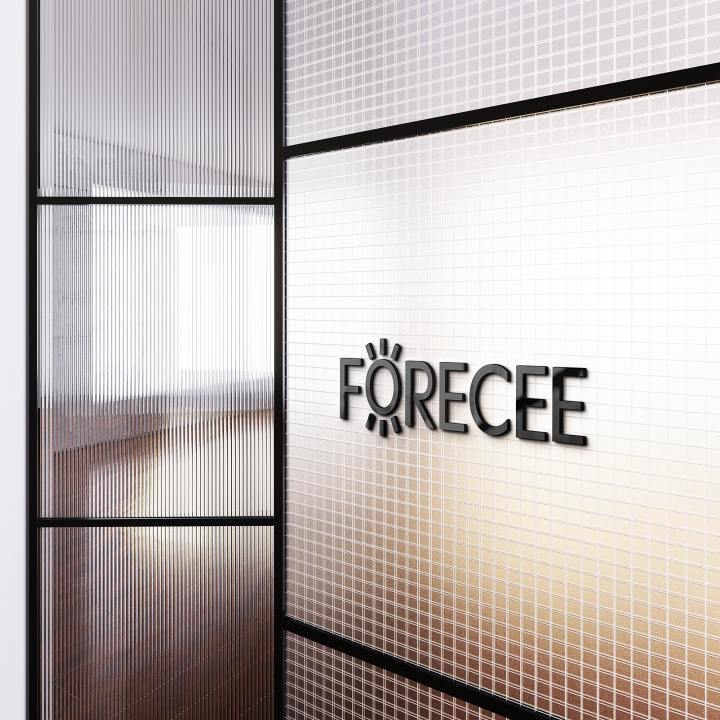 Glass door featuring FORECEE logo inside a sleek, modern office — symbolizing Forecee’s founding in 2024 in Silicon Valley.