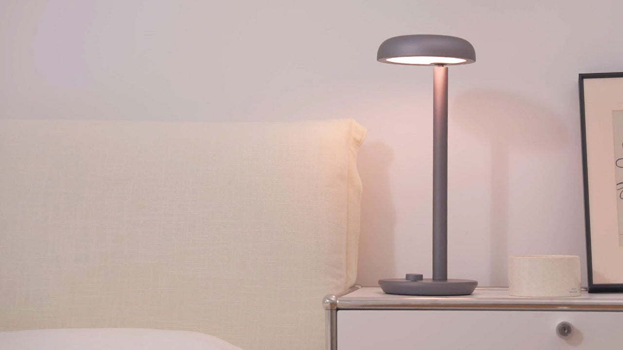 Forecee Desk Lamp at 2700K color temperature on a nightstand, creating a warm, calming atmosphere for relaxation.